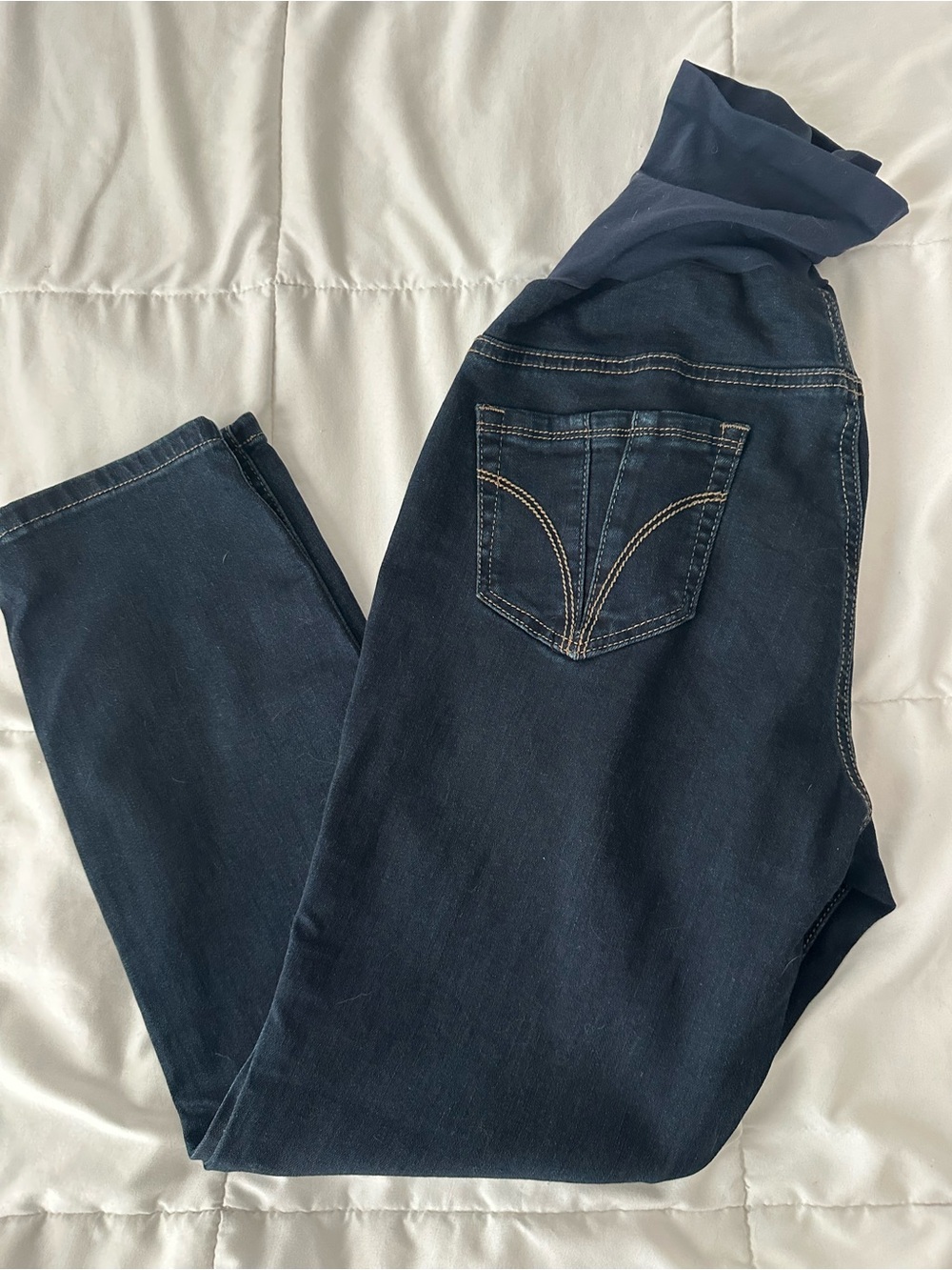 🩵Maternity-Indigo Blue Dark Blue Women's Jeggings with Back Pocket Stitching